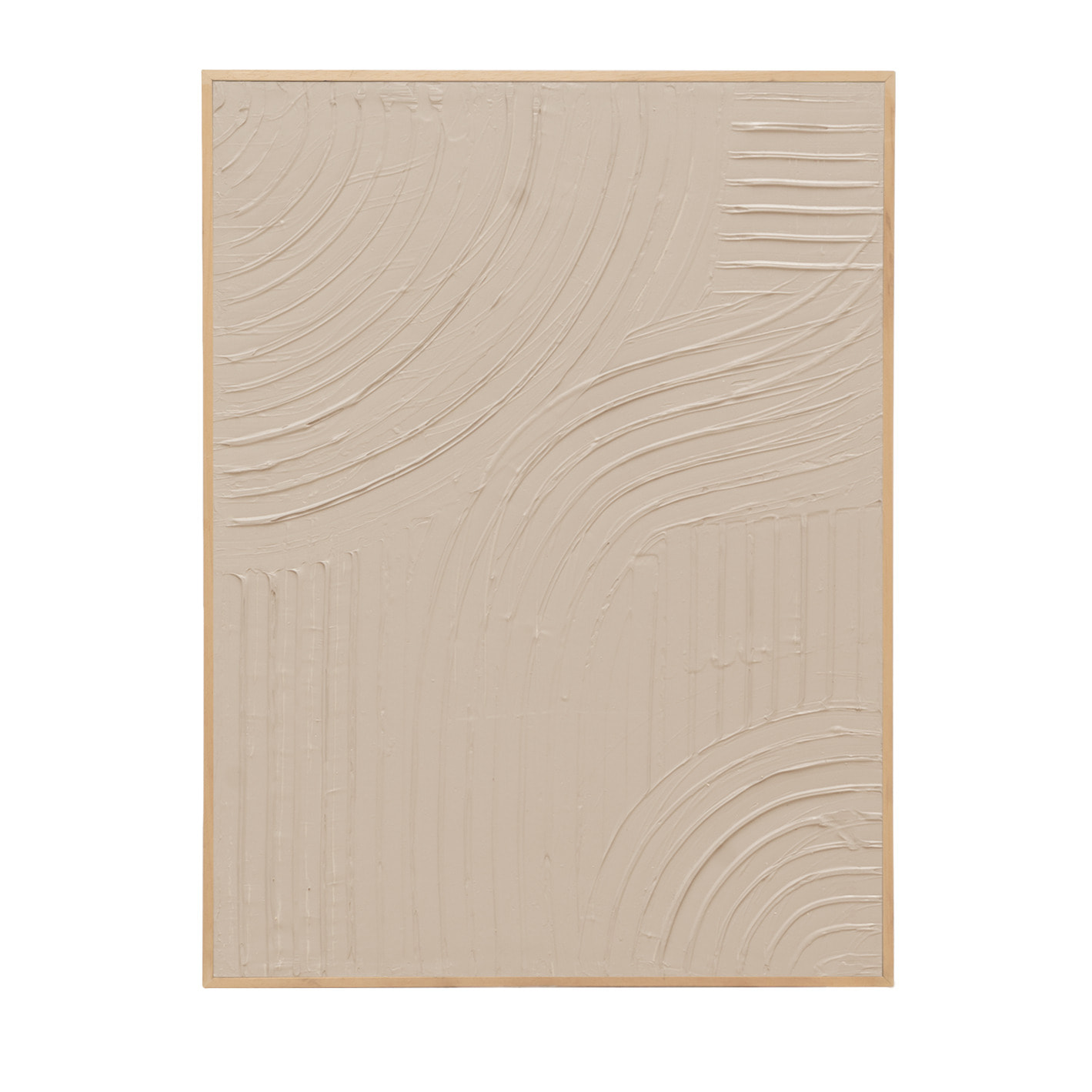 Tableau beige décoratif sur coton avec cadre en bois peint à la main à la peinture à l'huile en différentes tailles