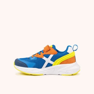 Zapatilla Infantil Multideporte Azul y Naranja con Velcro MUNICH MINI TRACK VCO 23