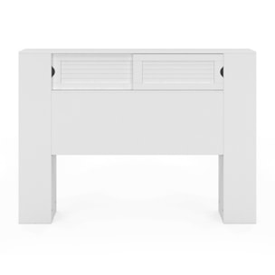 Tête de lit sur pieds Orem blanche avec rangement coulissant 140cm