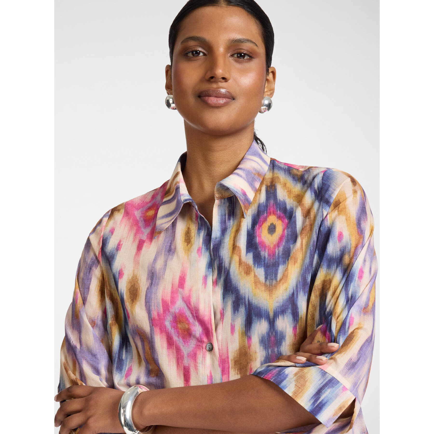 Elena Mirò - Camicia in mussola di cotone stampata - Viola