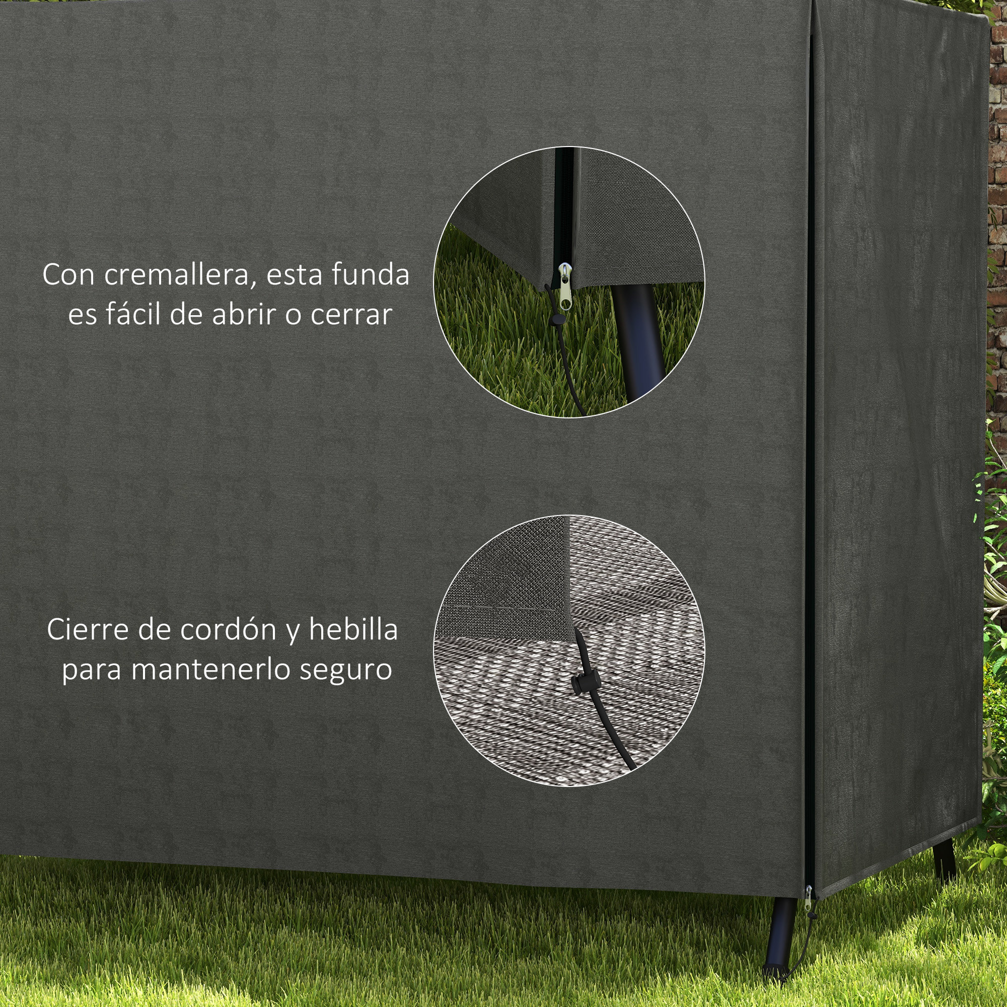 Funda Balancín Jardín Funda Columpio Jardín Exterior Cubierta de Columpio con 2 Cremalleras Impermeable 177x114x152 cm Gris Oscuro