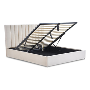 Lit coffre Giulia velours beige 1 place
