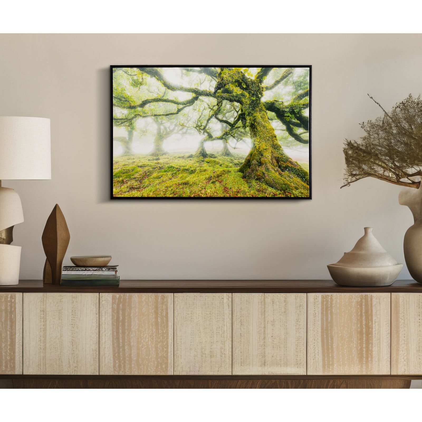 STAMPA SU TELA LACCATA C/CORNICE FORESTA CM 90X4X60