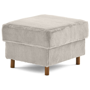 Jake - pouf en fausse fourrure - pieds en bois foncé - Gris clair