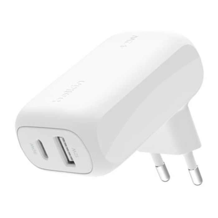 Chargeur secteur BELKIN USB-C 30W Power Delivery + USB-A 12W