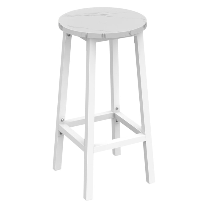 Sgabello da bar alto in stile loft bianco e marmo
