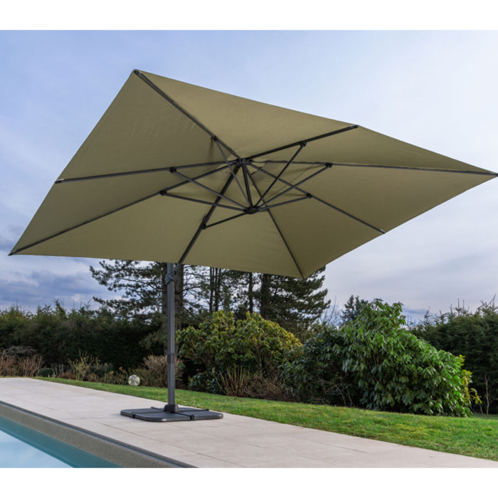 Parasol déporté 4x3m - vert mélèze - SAPHIR