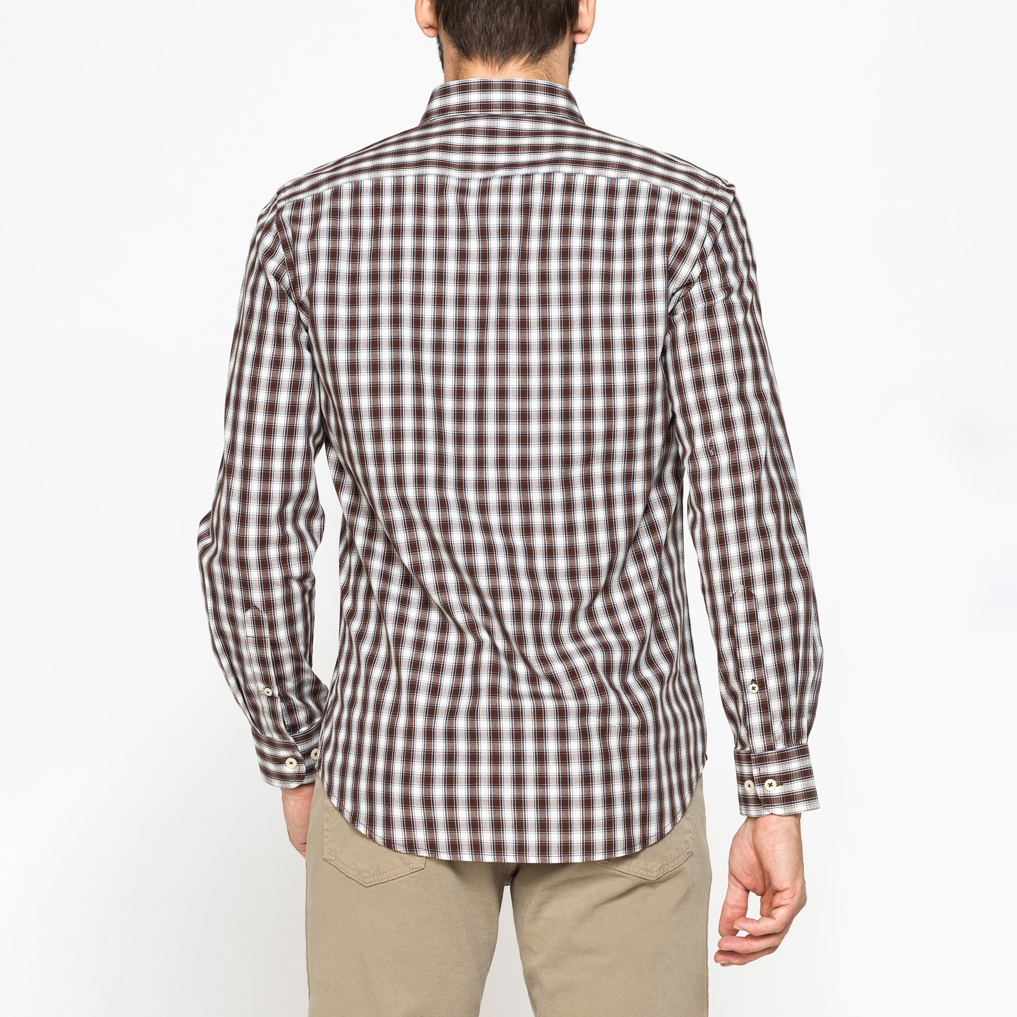 CAMICIA FANTASIA TINTO FILO CON COLLO BUTTON-DOWN