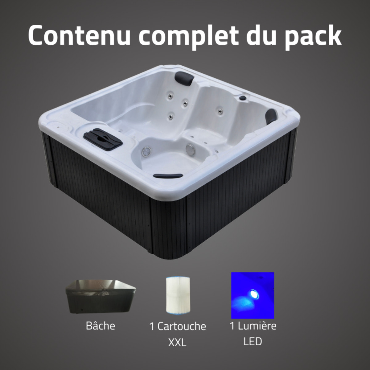 Bestway Spa acrylique rectangulaire 5 personnes 12 jets eau 14 jets air