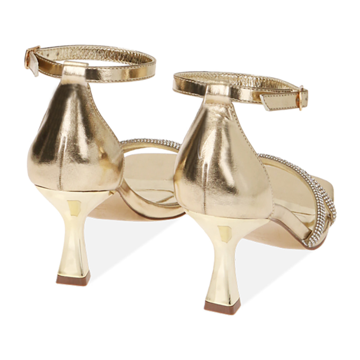 Sandali gioiello oro, tacco 7,5 cm
