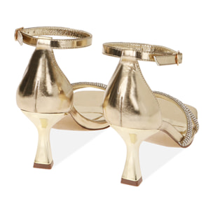 Sandali gioiello oro, tacco 7,5 cm