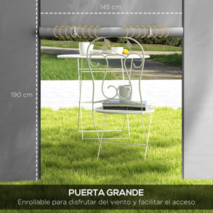 2 Paredes Laterales para Carpas de 3 x 3 / 3 x 6 m, 300x200 cm, Paredes Laterales de Repuesto para Cenador de Tela Oxford con Ventana Enrollable y Puerta con Cremallera, para Fiestas, Gris