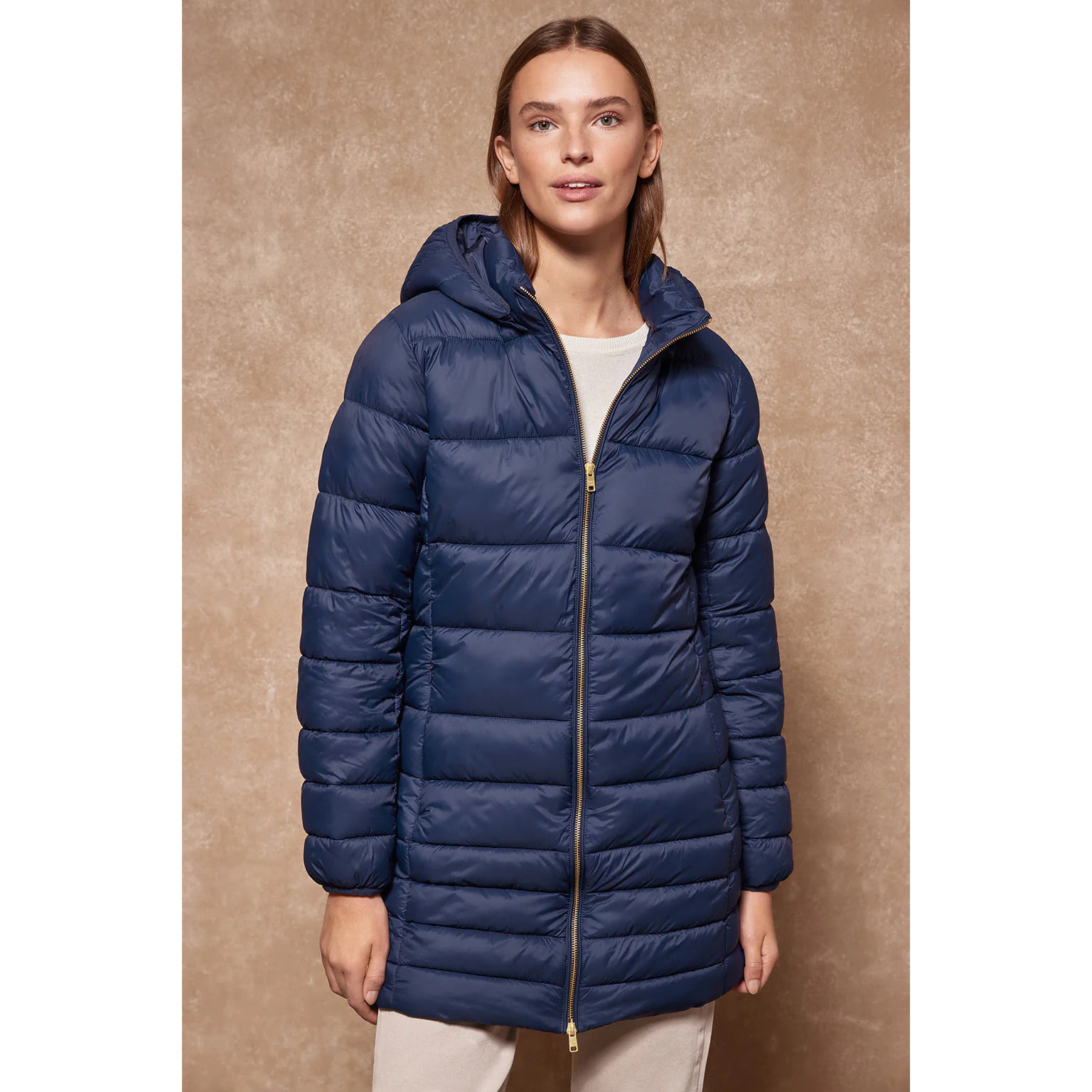 Cappotto Corinne blu marino ultralight con cappuccio e logo Polo Club