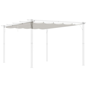 Cubierta para Pérgola Retráctil 3,5x2,5m Toldo con 10 Orificios de Drenaje Crema