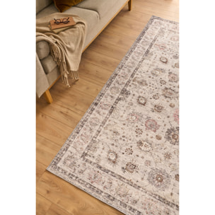 OTTOMAN - Tapis à poils courts doux à motif classique gris