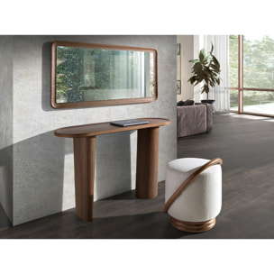 Espejo pared rectangular con marco de madera chapada en nogal natural 120x60x4cm