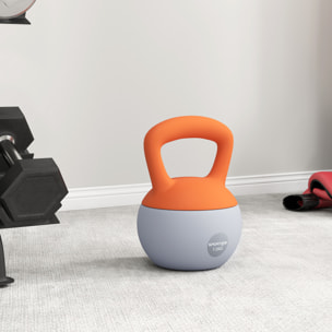 Pesa Rusa 12 kg, Soft Kettlebell Relleno de Arena Metálica y Mango Antideslizante, para Entrenamiento Culturismo en Casa, Gimnasio, Naranja y Gris