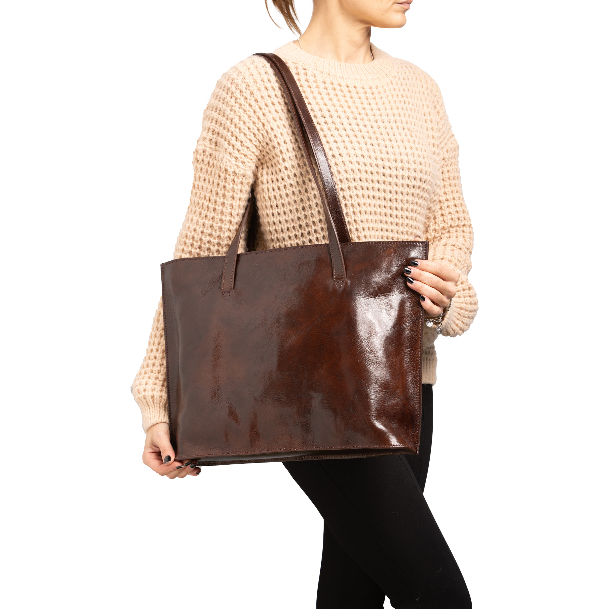 Borsa a spalla  da donna In Vera pelle Made in Italy 31x43x10 cm