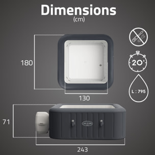 Bestway Spa gonflable carré Lay-Z-Spa Hawaii HydroJet Pro 4-6 personnes