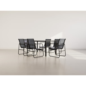 Murillo - ensemble table et chaises de jardin - 6 personnes - noir et gris - Noir / Gris