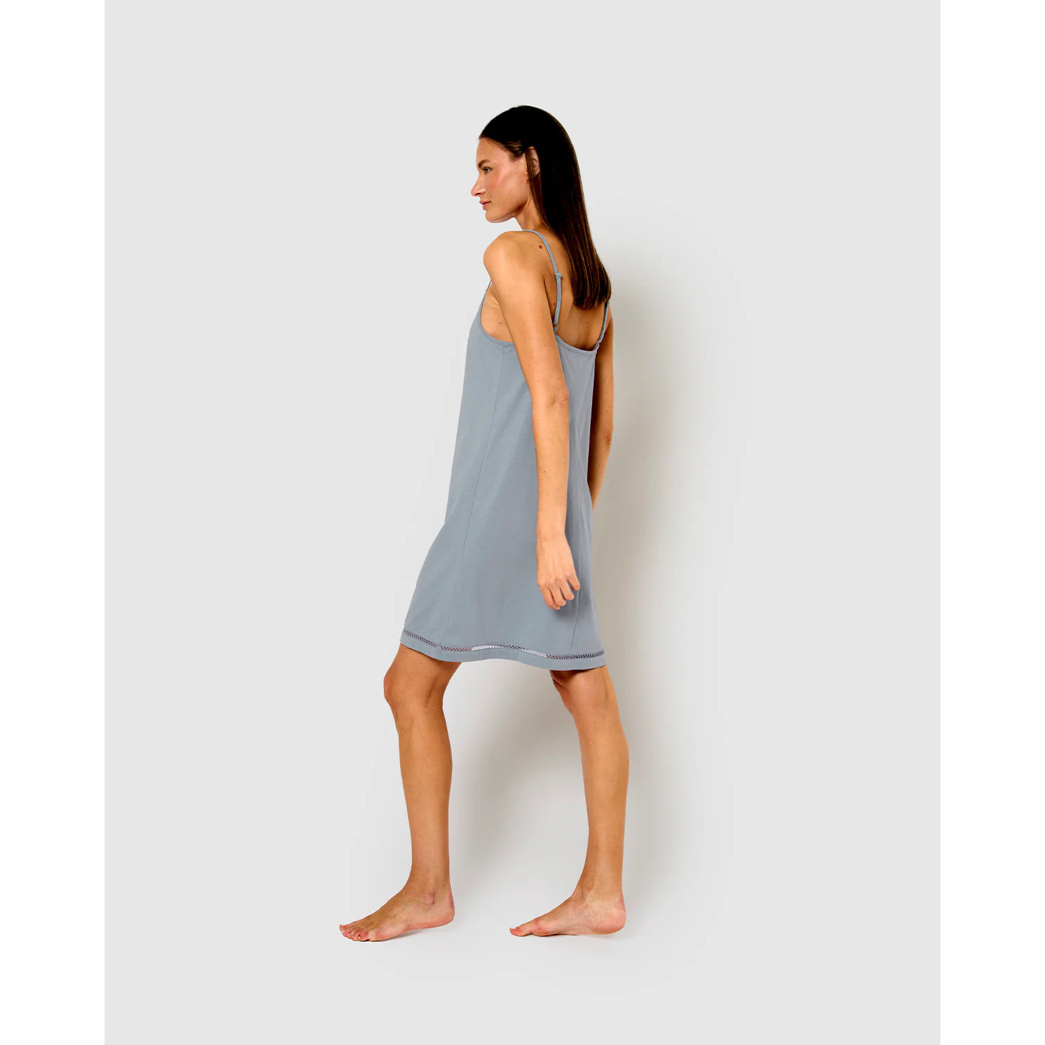 Camisón corto tirantes vainica índigo