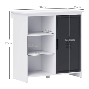 Buffet design industriel - meuble de rangement 3 niches placard - blanc métal gris