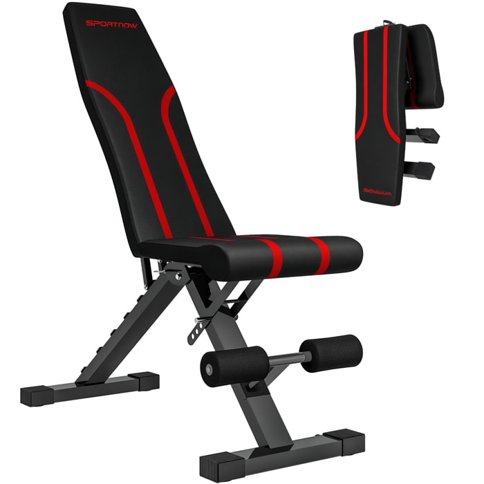 Banc de musculation pliable inclinable charge max. 230 Kg rouge noir