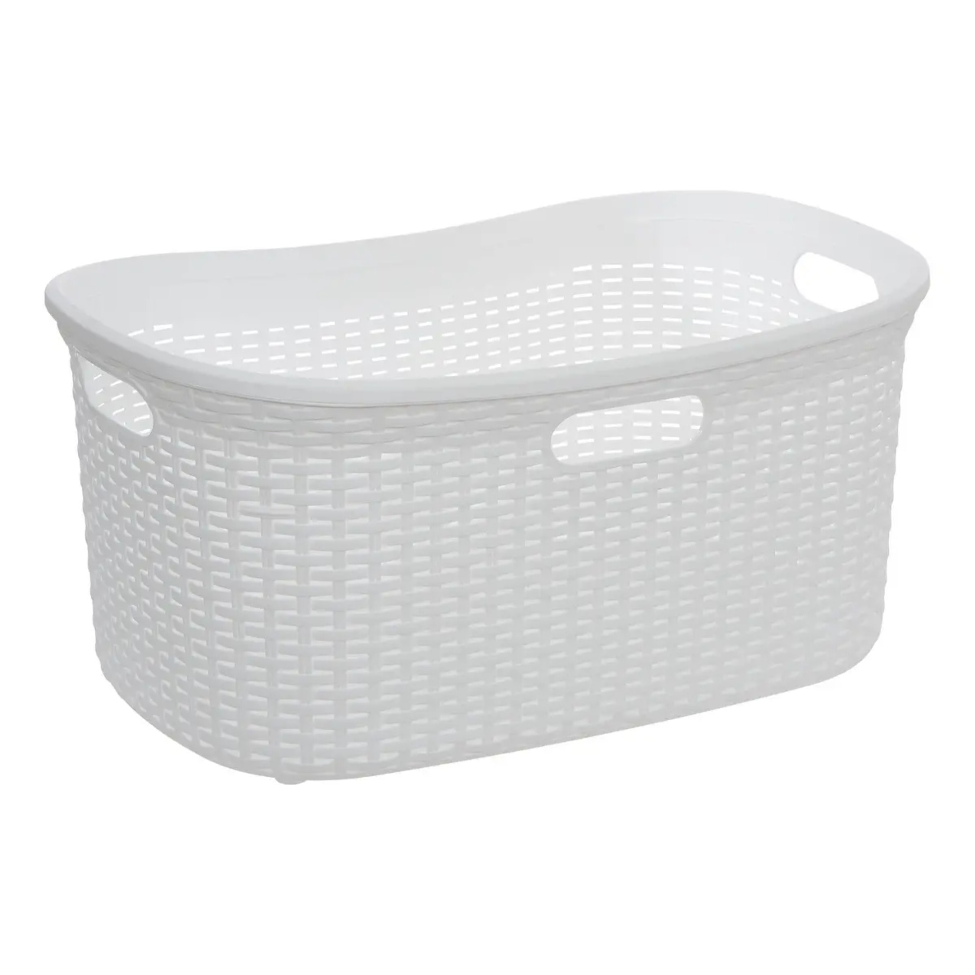 Corbeille à linge rattan rectangulaire 40L blanc