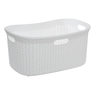 Corbeille à linge rattan rectangulaire 40L blanc