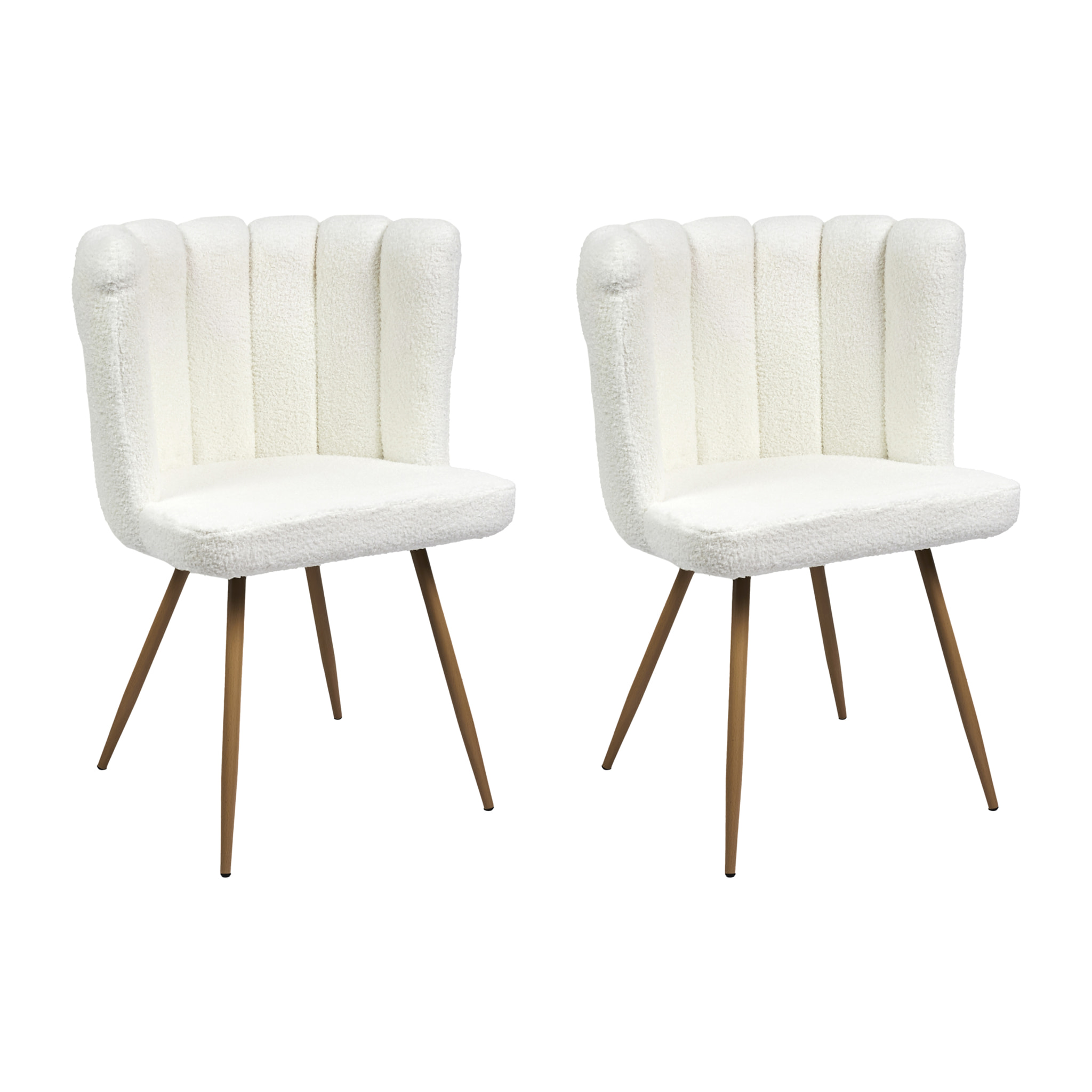 Chaise Ariel Bouclette Blanc - Lot De 2