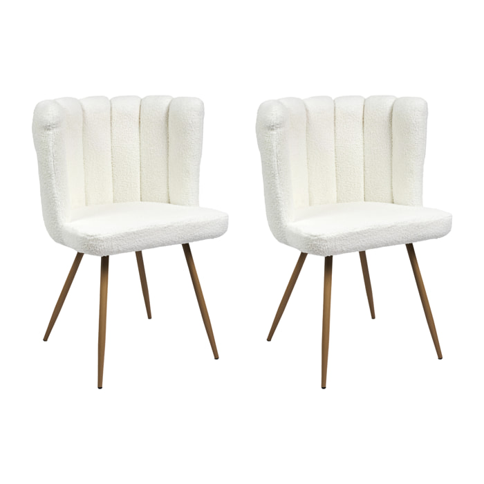 Chaise Ariel Bouclette Blanc - Lot De 2