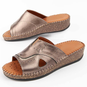 Sandalia De Cuña - Gris - Altura: 4 Cm