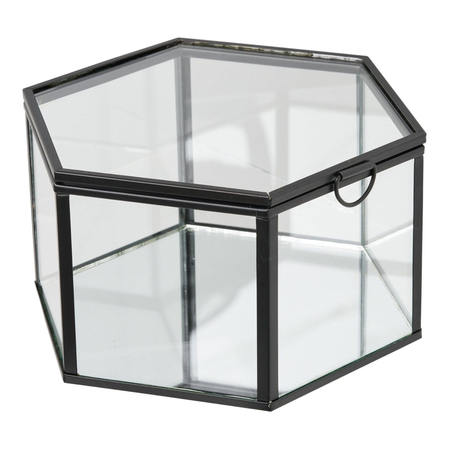 Set 2 scatole Torpe in vetro e metallo nero trasparente Vikasa Home