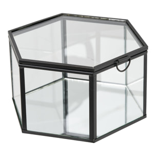 Set 2 scatole Torpe in vetro e metallo nero trasparente Vikasa Home