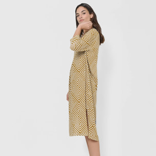 Vestido midi bambula detalles plisados sabina verde