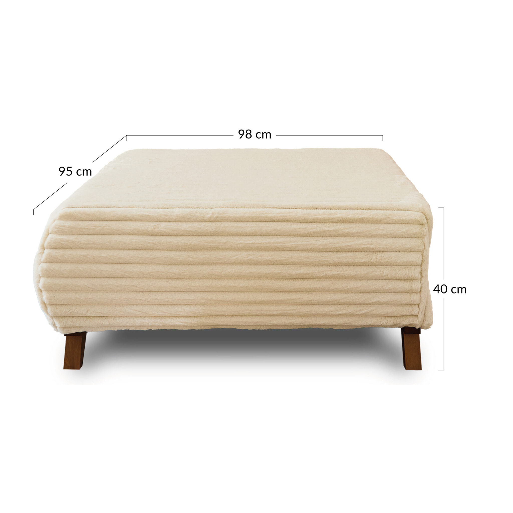 Cristal - pouf modulable - 95 cm - en fausse fourrure côtelée - Rouille