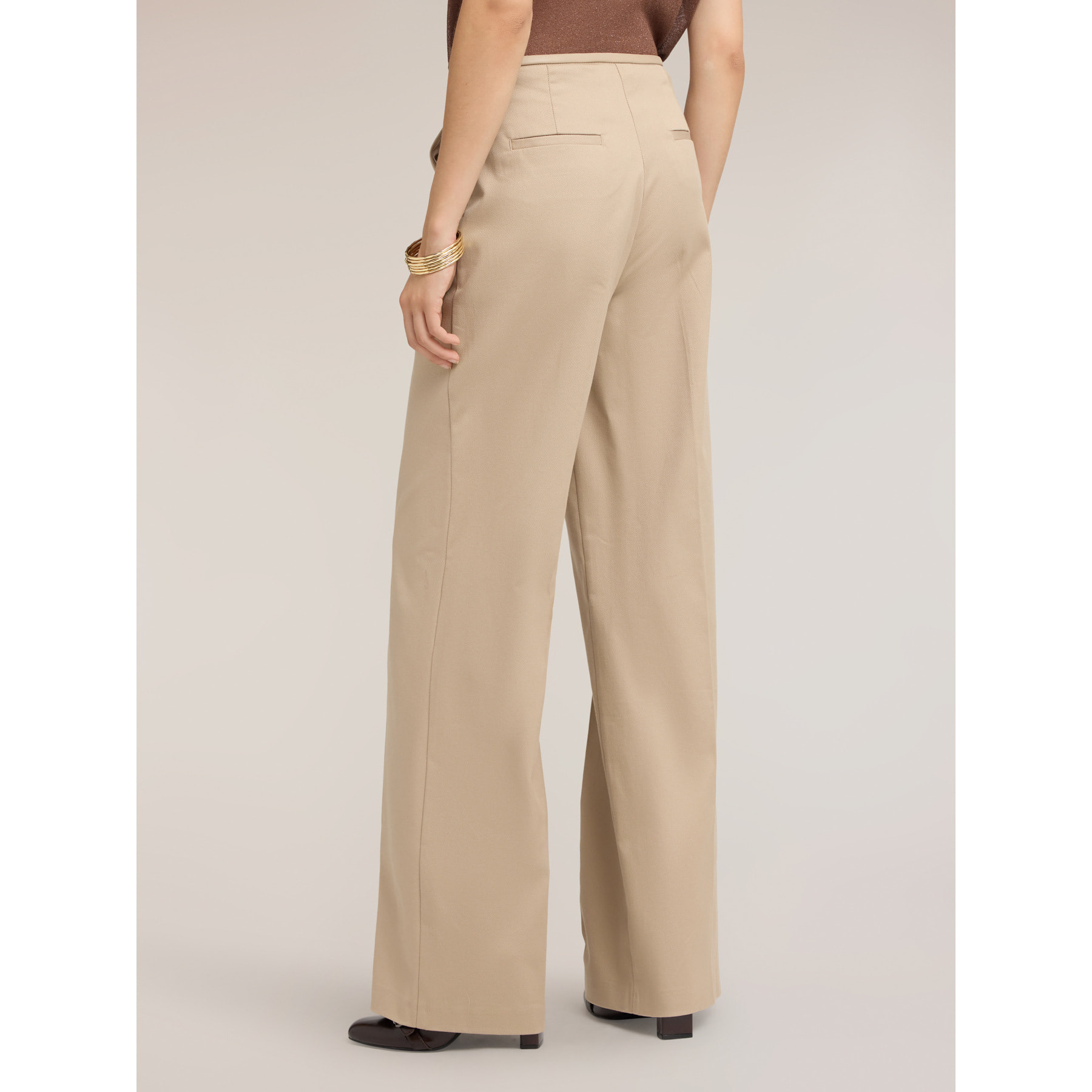 Motivi - Pantaloni palazzo in gabardina con piega stirata - Beige
