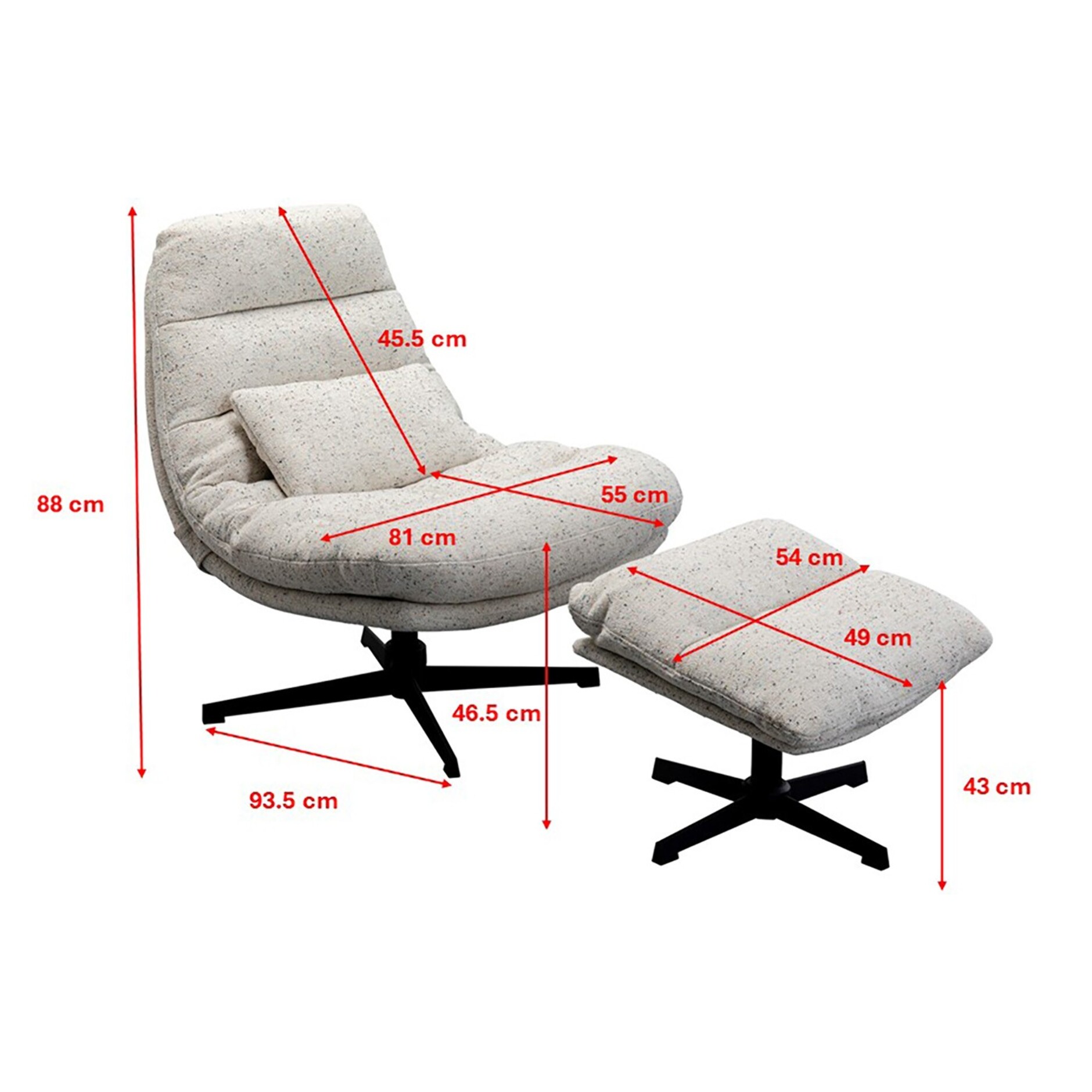 Fauteuil pivotant et repose-pieds Columbia Kare Design