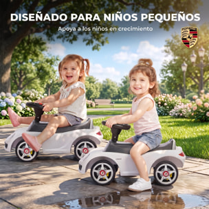 Correpasillos para Bebés de 18 a 36 Meses, Licencia de Porsche, Coche sin Pedales con 2 Faros, Bocina, Sonido de Arranque, para Interior y Exterior, 63x28,5x38 cm, Blanco