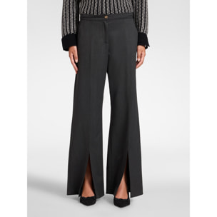 Elena Mirò - Pantalones flare de flanela con aberturas - Gris