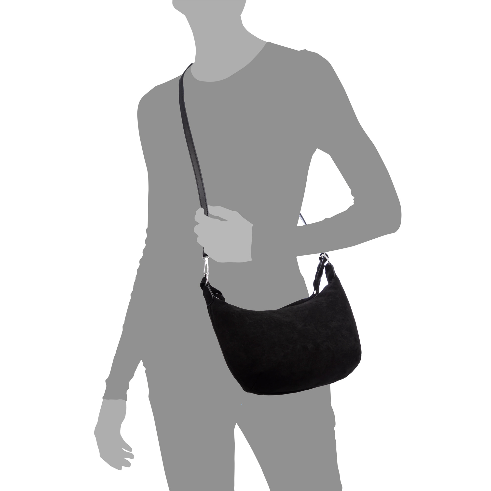 Atessa bolso bandolera de piel auténtica gamuza.