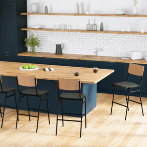 Lot de 2 chaises pour îlot central 66 cm en bois clair et noir - Clem