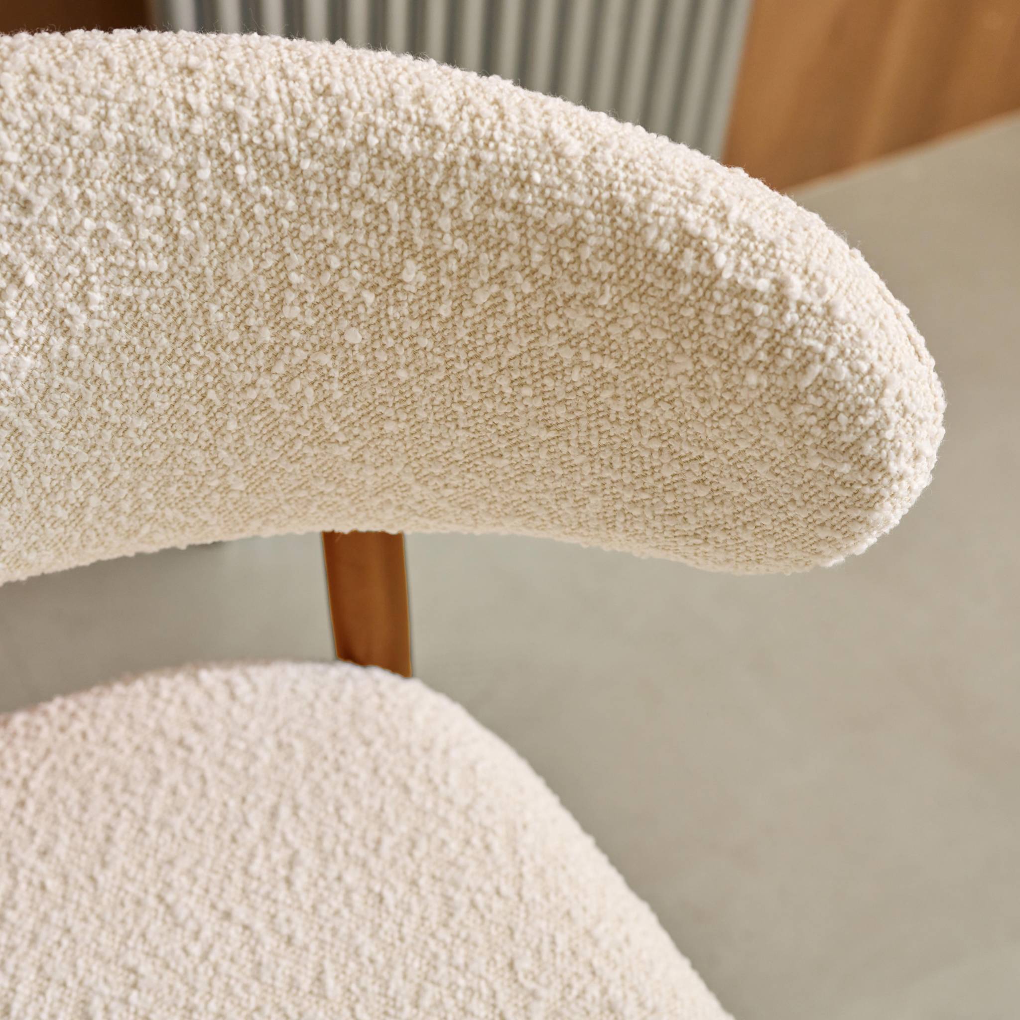 Chaise bois d'hévéa et tissu bouclette (lot de 2)  PAOLA