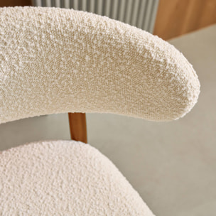 Chaise bois d'hévéa et tissu bouclette (lot de 2)  PAOLA