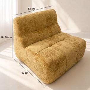 Fauteuil en tissu chenille entrelacé ocre VOLTA