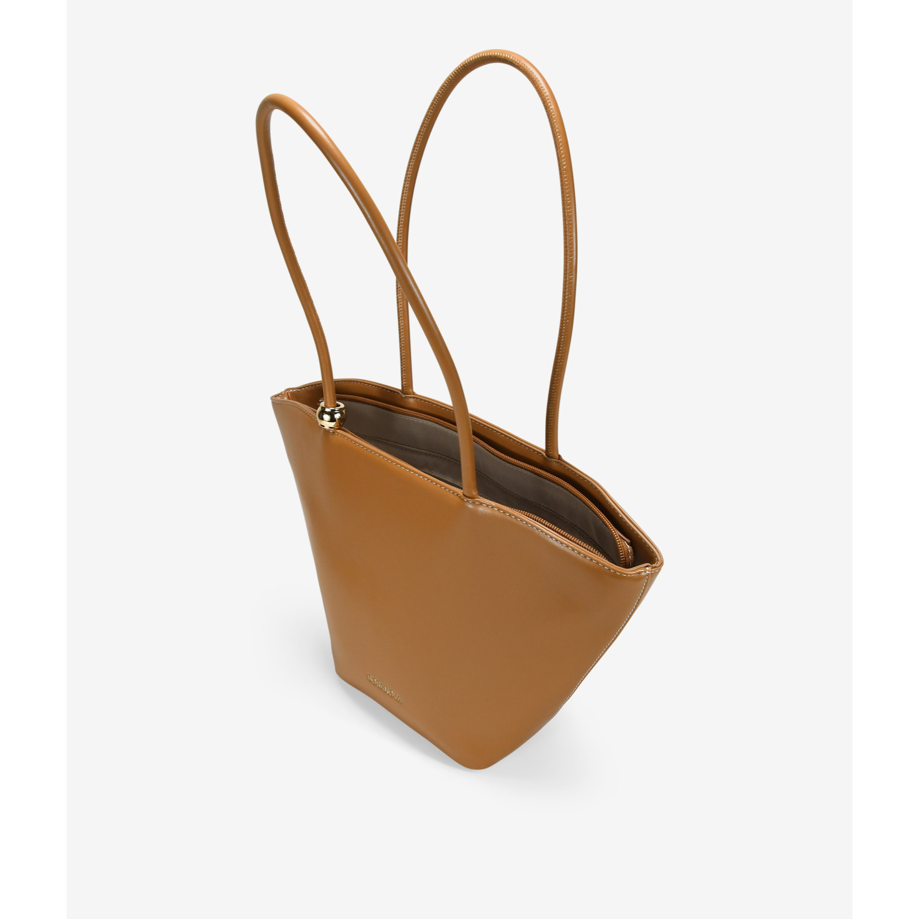 Bolso tote cuero con cremallera