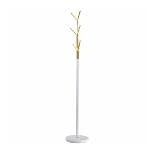 Perchero Árbol metal blanco y dorado 175x31x31 cm