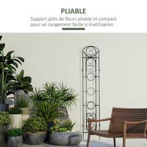 Étagère de pots de fleurs plantes en métal style fer forgé - support de plantes pliable métal à planter - 5 pots fleurs inclus