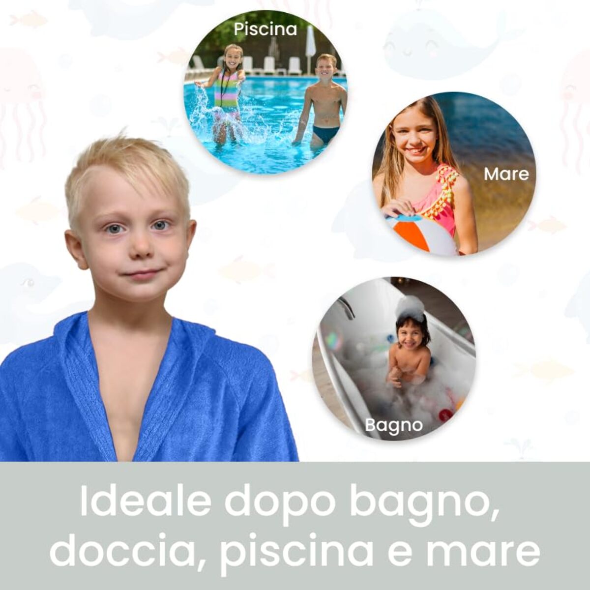 INTRECCI Accappatoio Bambino e Bambina, Accappatoio Spugna di Cotone, Assorbente, Morbido, per Pelli Sensibili, Certificato Oeko-Tex.