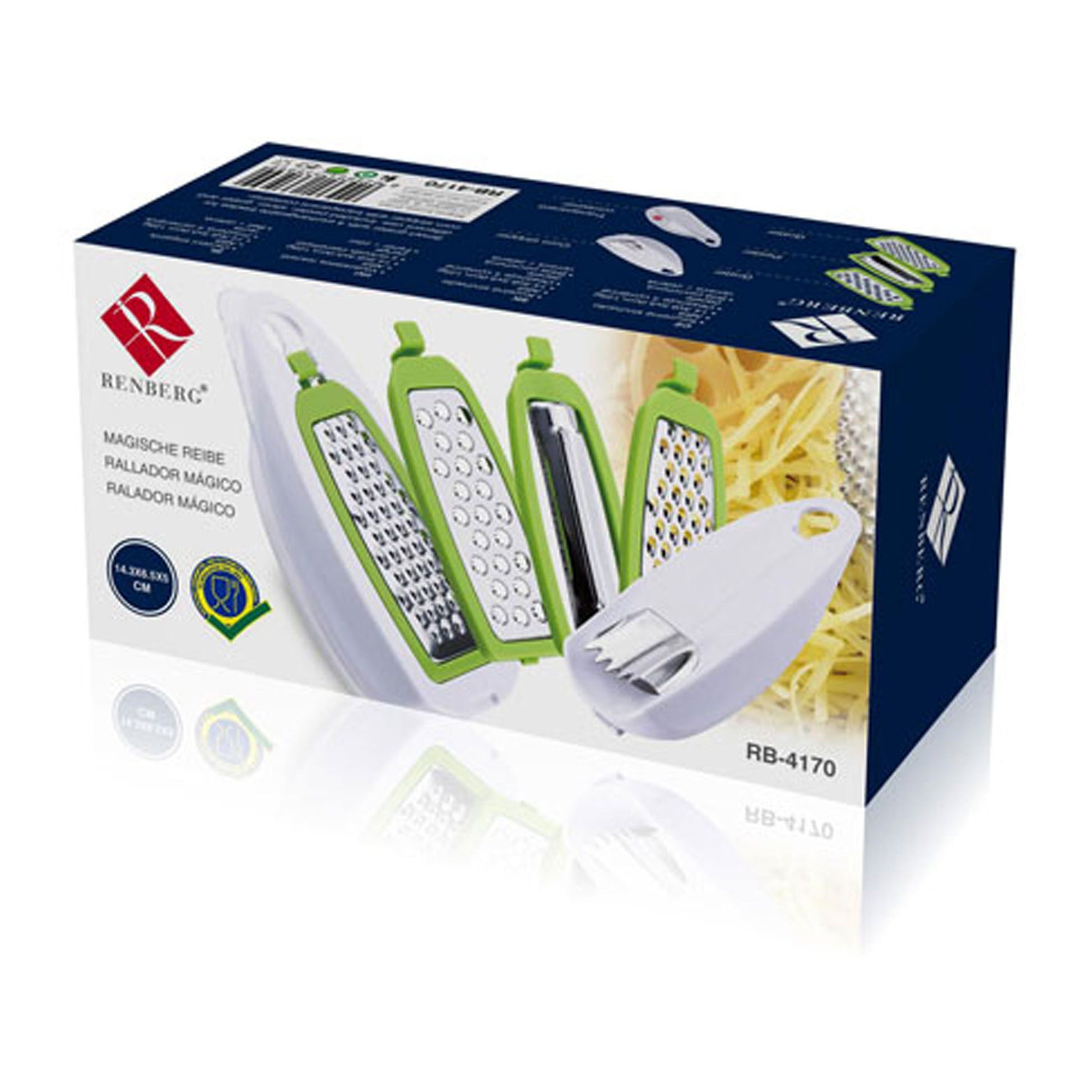 Renberg Magic grater Rallador de 4 piezas intercambiables